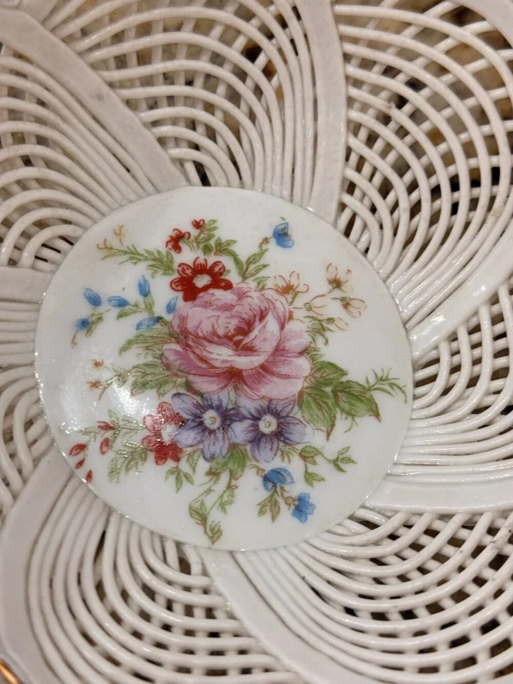 Vintage Schumann Arzberg Germany Lace Filigree Floral Bowl